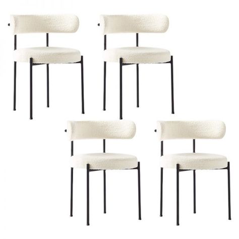 Modern Style Upholstered Side Chair Open Back Dining Chair for Dining Room - Set of 4 Black White Dining Room Ideas Black And White, Dining Side Chairs, White And Black Dining Chairs, Modern Dining Table Setting Ideas, Small Dining Chairs, Metal Chairs Dining Room, Modern Upholstered Dining Chairs, Black Metal Dining Chairs, Velvet Arm Chair