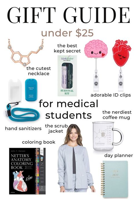 Pre Pa Student, Med School Gift Ideas, Gift Ideas For Medical Students, Nurse Student Gift Ideas, Med School Gift Basket, Nursing Gifts Ideas, Gift For Medical School Graduate, Medical Student Essentials, Med Student Essentials