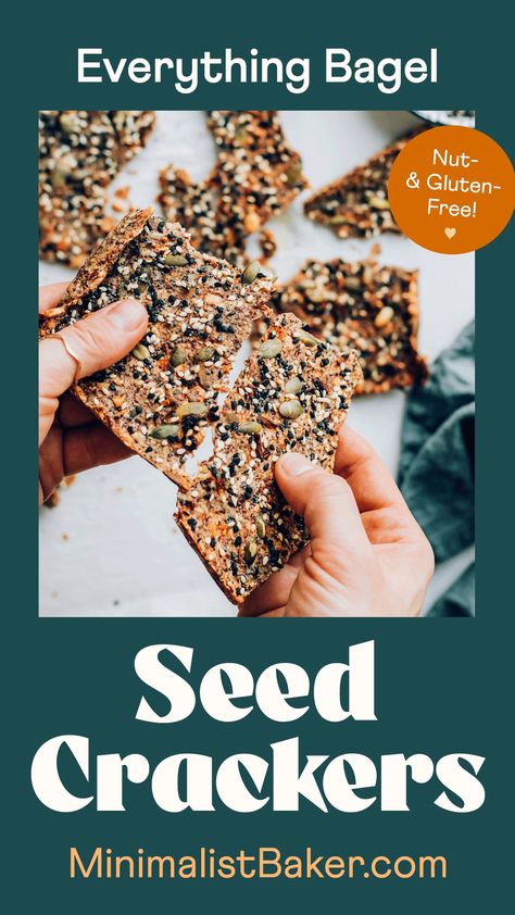 Our Easy Seed Crackers with Everything Bagel Seasoning are a savory, crunchy, dip-able dream! Just 8 INGREDIENTS and 1 BOWL required for these gluten-free, vegan, & nut-free snacks. Whole Flax Seed Recipes, Red River Health And Wellness Recipes, Flax Seed Crackers, Inflammatory Meals, Homemade Crackers Recipe, Wahls Protocol, Cracker Recipe, Seed Crackers, Frugal Cooking