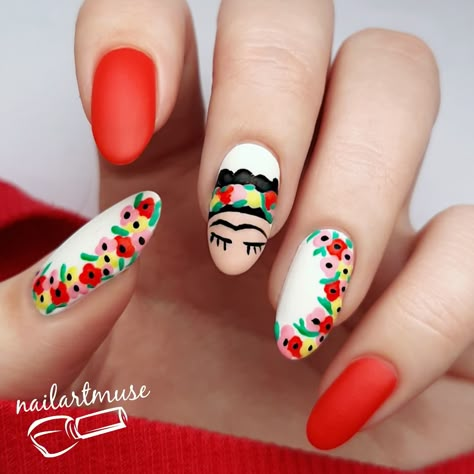 Mexican Nails, Ideas Uñas, Pop Art Nails, Trendy Nail Art Designs, Almond Acrylic Nails, Uñas Acrilicas, Pretty Acrylic Nails, Nails Short, Chic Nails