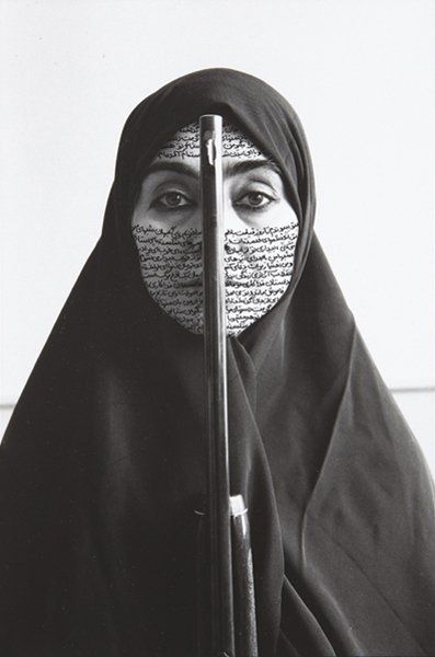 "Rebellious Silence" Shirin Neshat, 1994. (photo taken by C. Preston). Neshat is an Iranian visual artist living in New York, whose work deals primarily with issues of identity and sexuality for Muslim women. Ap Art History, Arte Peculiar, Walker Evans, 타이포그래피 포스터 디자인, Iranian Art, Cultural Identity, Persian Art, Women Artists, Feminist Art