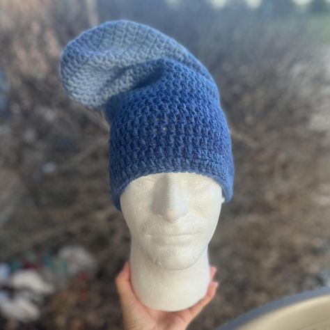 Blue slouchy beanie 
#slouchyhat #slouchybeanie... | Depop Crochet Slouchy Beanie, Beanie Crochet, Slouch Hat, Slouchy Hat, Slouchy Beanie, Hats For Men, Crochet Projects, Accessories Hats, Mens Accessories