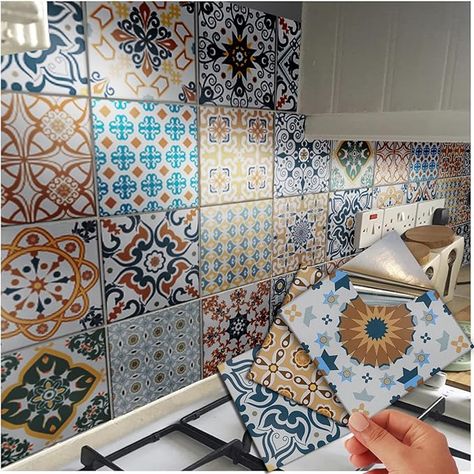 48 Kitchen Bathroom Tile Stickers for Fireplace Wall 15 x 15cm 6" Square Tiles Transfers Decals : Amazon.co.uk: Home & Kitchen Kitchen Victorian, Tile Transfers, Bathroom Tile Stickers, Mosaic Tile Stickers, Tile Stickers Kitchen, Stickers Kitchen, Square Tiles, Tile Kitchen, Flat Paint