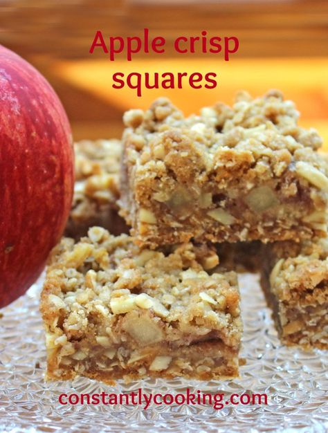 Apple Crisp 9x13 Pan, Apple Squares, Apple Crisp With Oatmeal, Apple Square, Crisp Recipes, Oatmeal Squares, Baking 101, Acorn Crafts, Square Recipes