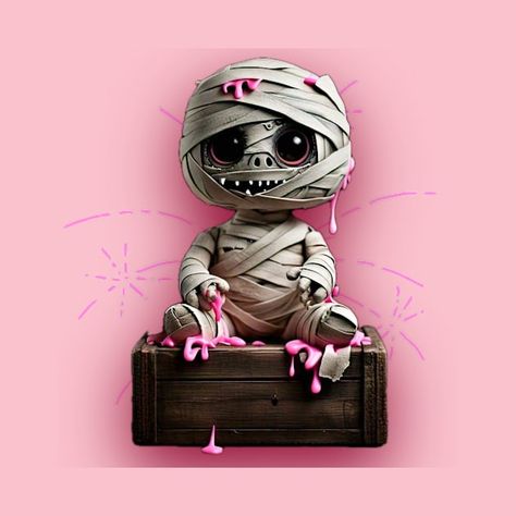 Cute Mummy with Pink Ooz by artisticenvironments Pink Mummy Nails, Mummy Im A Zombie, Pink Halloween Images, Cute Mummy Illustration, Cute Mummy, Mummy Pig, Pink Fits, Pink Halloween, Music Humor