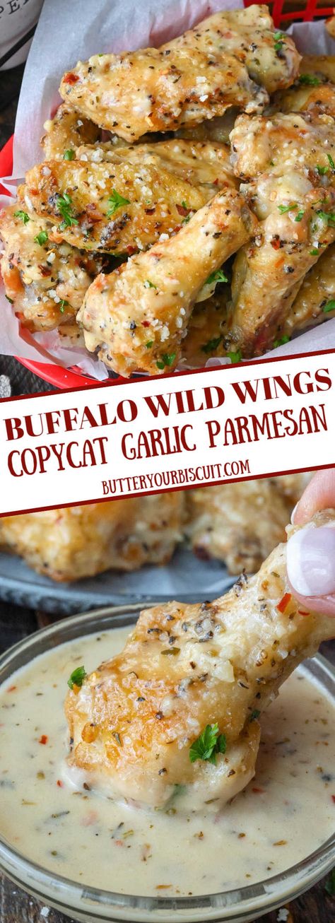 Buffalo wild wings copycat recipe. Buffalo Wild Wings Recipe, Juicy Chicken Wings, Garlic Parmesan Wings Recipe, Buffalo Wild Wings Sauces, Air Fry Chicken Wings, Hot Wing Recipe, Tailgating Food, Garlic Wings, Parmesan Wings