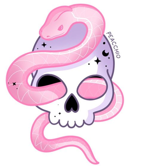 Cute Spooky Art Drawing, Pastel Goth Painting, Kawaii Tattoo Ideas Pastel Goth, Kawaii Anime Tattoo, Cute Pastel Paintings, Cute Skull Art, Pastel Goth Aesthetic Art, Cute Skeleton Art, Pastel Goth Art Kawaii Creepy