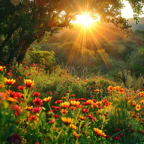 Prompt 👉 A beautiful sunrise over wildflowers, rays of light break through the dense foliage and bring out vibrant red, orange, yellow and green hues. The landscape is serene yet full of life as the sunlight dances on the petals, creating an ethereal atmosphere. This image captures the beauty of nature in all its glory, inviting viewers to immerse themselves in tranquility and wonder. focus on the face] 👉 if Like, please Follow and Share AI Graphics Studio 👇Contact on WhatsAPP: http://tiny.c... Sunrise Pics, Sunrise Landscape, Sunrise Pictures, Sunrise Photos, Rays Of Light, Background Photos, Floral Wallpaper Phone, Green Hues, Red Orange Yellow