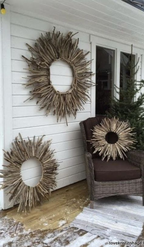 Unique Dining Room Wall Decor, Drivved Ideas, Takken Decor, Twig Crafts, Driftwood Diy, Twig Art, Driftwood Art Diy, Deco Champetre, Driftwood Projects