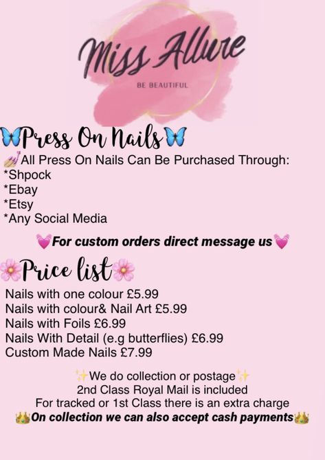 Press Ons, Foil Nails, Price List, Beautiful Nails, Press On Nails, Custom Orders, Nail Colors, Nail Art, Collage