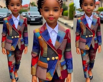 African Kids Clothes, Ankara Styles For Kids, Jacket And Pants Set, Black Kids Fashion, African Party Dresses, African Dresses For Kids, Best African Dresses, Africa Dress