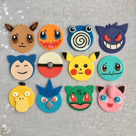 Pokemon Happy Birthday, Cupcakes Pokemon, Pokemon Cupcakes Toppers, Pokemon Favor, Pokemon Cupcakes, Fondant Cupcake Topper, Pokemon Birthday Cake, Birthday Cupcakes Decoration, Pokemon Cake