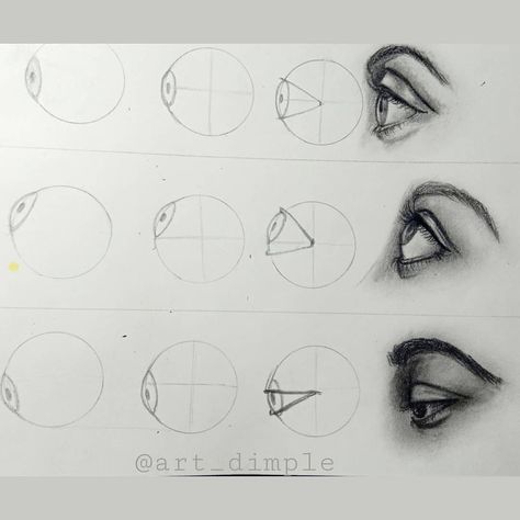 Drawing Eyes Practice, Eye At Different Angles, Eye Drawing Different Angles, Eye Angles Reference, Eye Study Reference, Portrait Drawing Tips, Easy Eye Drawing, Human Face Drawing, Drawing Proportions