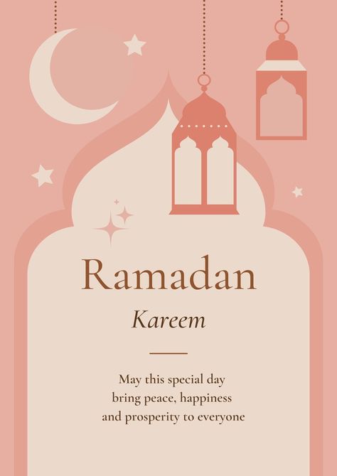 Ramadan Kareem, pink and beige design (Flyer) - Templates by Canva Ramadan Messages, Best Ramadan Quotes, Wallpaper Ramadhan, Ramadan Cards, Ramadan Kareem Pictures, Ramadan Wishes, Ramadan Kareem Vector, Ramadan Poster, Eid Card Designs