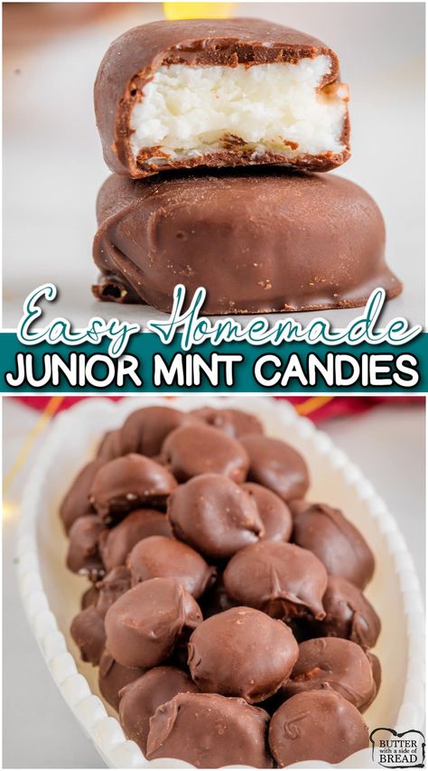 Homemade Junior Mints, Homemade Andes Mints, Junior Mints Recipe, Cool Whip Candy 12 Tomatoes, Homemade Mints Recipe, Taste Of Home Candy Recipes, Mint Nonpareils Recipe, Dinner Mints Recipe, Pillow Mints