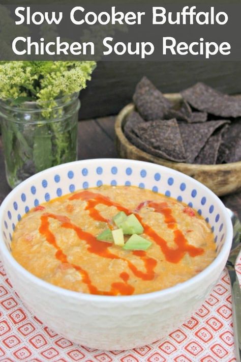 This Slow Cooker Buffalo Chicken Soup Recipe is ideal for leftover chicken or using up extra chicken breasts. Who says they don’t have time for homemade meals?! The Crockpot makes it easy. This soup is hearty, thick, and a family favorite! #slowcooker #crockpot #soup #buffalochicken #chickensoup Chicken Soup Crockpot, Slow Cooker Buffalo Chicken, Crockpot Buffalo Chicken, Buffalo Chicken Soup, Chicken Soup Recipe, Homemade Meals, Soup Recipes Slow Cooker, Crock Pot Soup, Leftover Chicken