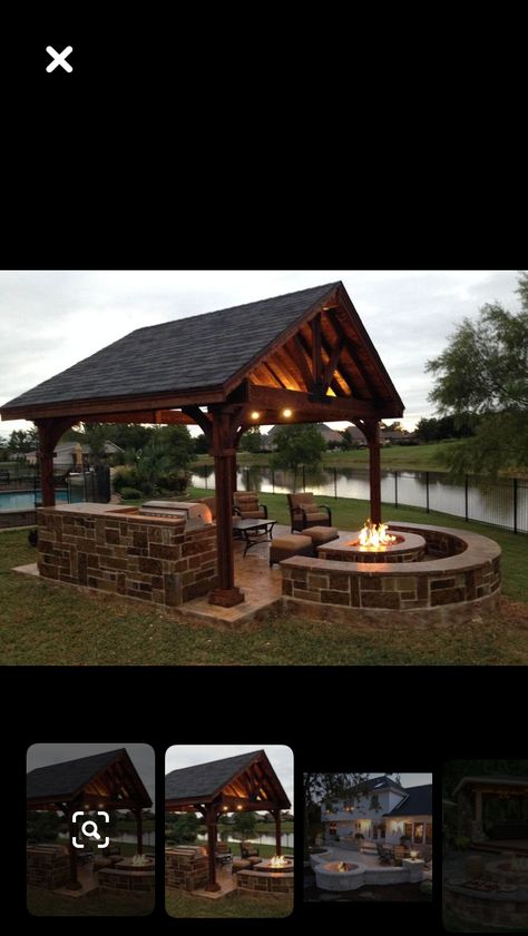 Gazebo With Fire Pit, Gazebo Ideas, Fire Pit Area, Fire Pit Patio, Firepit, Backyard Patio, Backyard Ideas, Fire Pit, Gazebo