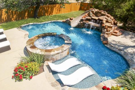 Blue Haven Pools, Inground Pool Ideas, Pool Oasis, Swimming Pool Pictures, Inground Pool Landscaping, Pool Pictures, Feng Shui Design, Beach Entry Pool, Dream Backyard Pool