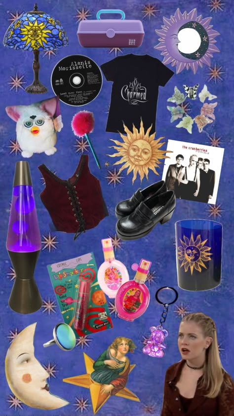 Love letter to my 13 yr old self #90s #whimsigoth #charmed #sabrinaspellman #thecranberries #smashingpumpkins #alanismorrisette #celestial #90saesthetic #late90s Late 90s Early 2000s Aesthetic, Late 90s Aesthetic, 2000s Pictures, 1990s Aesthetic, Early 2000s Aesthetic, 90s Whimsigoth, Witch Room, Alfons Mucha, 90’s Aesthetic