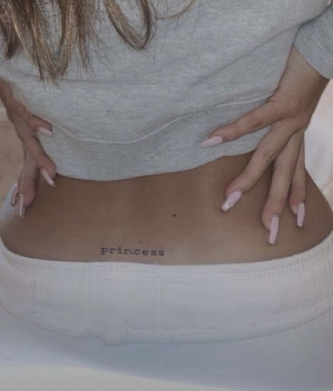 Simple Tattoo With Meaning, Maching Tattoos, Small Back Tattoos, Small Girly Tattoos, Phrase Tattoos, Girl Back Tattoos, Princess Tattoo, Self Love Tattoo, Petite Tattoos