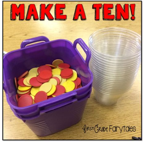 Make a Ten: Low Prep, High Engagement | First Grade Fairytales | Bloglovin’ Make A Ten, Math Tubs, Eureka Math, Math Education, Math Number Sense, Math Intervention, Math Time, Math Addition, Math Workshop