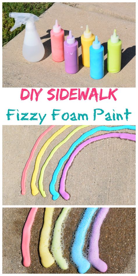 Science & Fun Outdoor Play - DIY Sidewalk Fizzy Foam Paint with easy clean up! Such a fun summer craft! Diy Sidewalk, Sidewalk Paint, Fun Summer Crafts, Box Crafts, Foam Paint, Summer Crafts For Kids, Crafts For Boys, Summer Activities For Kids, Crafts For Girls