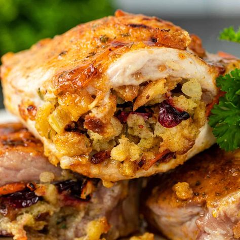 Boneless Pork Chop With Stuffing, Stuffing Pork Chops Baked, Cranberry Stuffed Pork Chops, Baked Stuffed Pork Chops With Stove Top Stuffing, Apple Cranberry Stuffed Pork Chops, Easy Stuffed Pork Chops, Herbed Pork Chop And Golden Stuffing Bake, Pork Chops Baked, Baked Stuffed Pork Chops