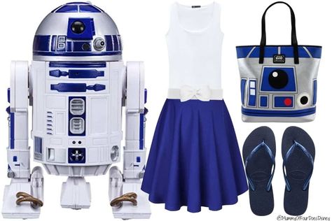 R2d2 Disneybound, Princess Leia Dress, R2d2 Dress, Disneyland 2024, Star Wars Disneybound, Blue Skater Skirt, Leia Star Wars, Star Wars Galaxy, Star Wars Fashion