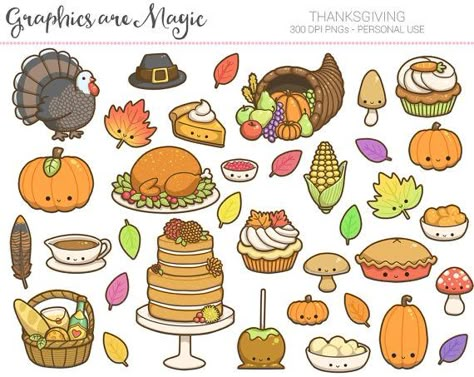 Food Drawing Easy, Thanksgiving Drawings, Thanksgiving Aesthetic, Thanksgiving Clipart, Kawaii Clipart, Thanksgiving Wallpaper, Food Clipart, Hello Kitty Halloween, Hello Kitty Drawing