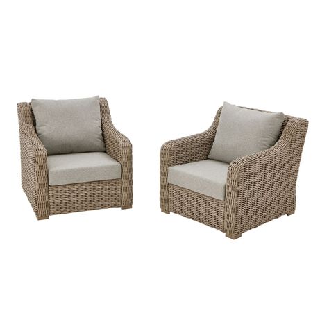 Better Homes & Gardens Bellamy 2-Pack Outdoor Club Lounge Chairs Gray Cushions with Patio Cover | Walmart (US) Better Home And Garden Patio Furniture, Walmart Outdoor Furniture, Front Porch Furniture Ideas, Walmart Patio Furniture, Lanai Furniture, Affordable Outdoor Furniture, Porch Inspiration, Wicker Lounge Chair, Club Lounge