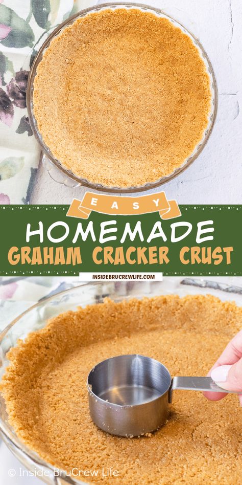 Do not settle for a store bought crust! You can make your own Homemade Graham Cracker Crust in minutes with just 3 ingredients. Get ready to look like a pie pro with this easy recipe. Baked Graham Cracker Crust, Graham Cracker Crust Recipe, Homemade Graham Cracker Crust, Simple Baking, Easy Pie Crust, Graham Cracker Crust Pie, Homemade Graham Crackers, Pie Crusts, Baking Tutorial