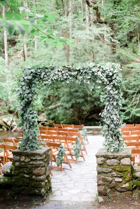 Greenery Arbor, Forest Fairytale, Wedding Ceremony Seating, Smoky Mountain Wedding, Wedding Favor Labels, Wedding Ceremony Arch, Extravagant Wedding, Wedding Arbour, Wedding Shower Favors