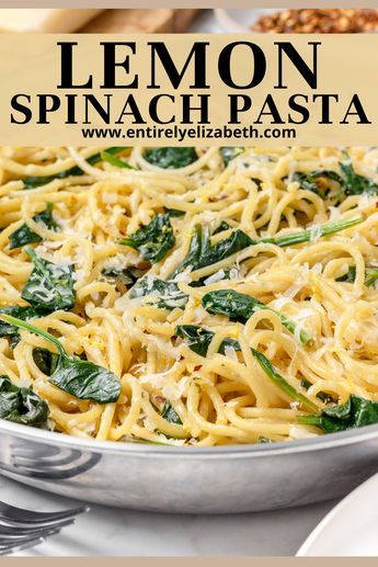 This quick 20-minute Lemon Spinach Pasta uses just 9 ingredients for a light and lemony meal without cream. Bright lemon, spinach, garlic, and red pepper flakes make it fresh and flavorful. Gluten Free Spinach Pasta, Fresh Spinach Pasta Recipes, Easy Spinach Dinner Recipes, Garlic Lemon Pasta Recipes, Healthy Dinner Recipes No Cheese, Lemon Garlic Spinach Pasta, Lemon And Spinach Pasta, Creamy Lemon And Spinach Pasta, Baked Lemon Pasta