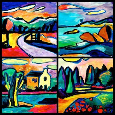 Inspired by the Kandinsky’s landscapes | arteascuola Landscape Painting Lesson, Landscape Art Lessons, Simple Landscape, Landscaping Diy, Kandinsky Art, Art Projects For Teens, Art Projects For Adults, Toddler Art Projects, Soyut Sanat Tabloları