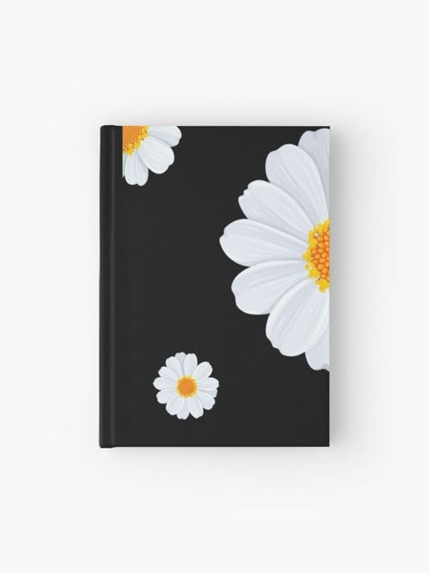 128 pages 90gsm paper stock Wrap around hardback cover Fully printed design on the front and back Available in a selection of ruled, graph or blank pages#daisy #flower #illustration #art #cute #special #printondemand Cute Diaries Covers, Front Page Design Art For Diary, Cute Note Books Designs, Front Cover Design Notebook Aesthetic, Creative Notebook Cover Design Ideas, Aesthetic Diary Ideas Cover, Drawing On Book Cover, Front Page Design Journal, Book Cover Design Painting