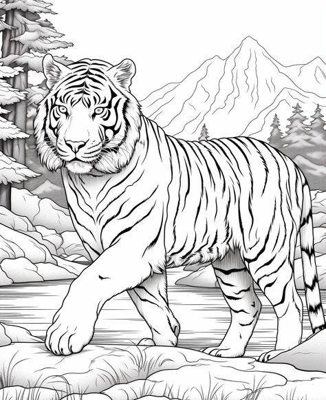 Tiger Colouring Pages, Animal Kingdom Colouring Book, Pencil Drawings For Beginners, Tiger Drawing, Dinosaur Drawing, Wild Animals Pictures, Cat Coloring Page, Superhero Wallpaper, Animal Coloring Books