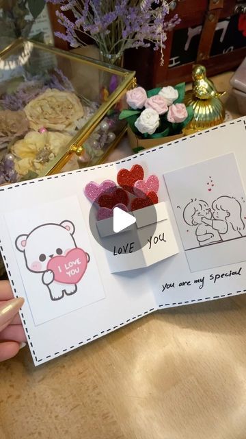 Lou Creations | DIY and Gifts on Instagram: "DIY cute gift card ❤️💗 Follow for more DIY ideas Save the video so you can easily find it All available items can be found in the highlights DM to order 📩 #diy #diycard #diyideas #diygifts #gift #handmade #paper #card #giftcards #doityourself" Cute Diy Card For Boyfriend, Handmade Boyfriend Cards, Handmade Bday Gifts For Boyfriend, Love Drawing For Boyfriend Romantic, Handmade Cute Gifts For Boyfriend, Cute Diy Cards For Boyfriend, Cute Cards For Boyfriend Diy, Cute Handmade Cards For Boyfriend, Cute Sketches For Boyfriend