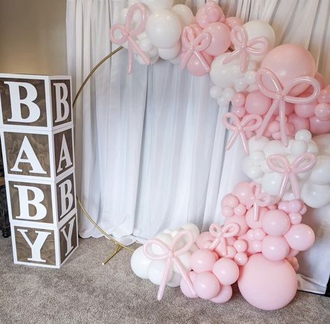 Pink Round Balloon Arch, Bow Balloon Arch, Ballerina Baby Shower Theme, Kawaii Birthday Party, Hello Kitty Baby Shower, Bow Birthday Party, Grad Party Theme, Coquette Birthday, April Baby Shower