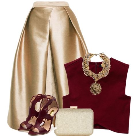 Burgundy And Gold Outfit Ideas, Gold Dress Outfits, Burgundy Outfits, Race Fashion, Outfit Ideas 2022, Church Outfit Ideas, Burgundy Party, Ballet Top, Color Coordination