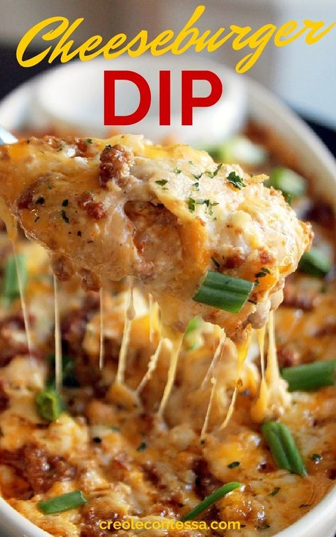 Cheeseburger Dip | Community Post: 12 Knock-Your-Socks-Off Holiday Party Foods Cheeseburger Dip, Diy Easy Recipes, Holiday Party Foods, Buffalo Chicken Dip, Yummy Dips, Party Foods, Dip Recipe, Party Food Appetizers, Adobo