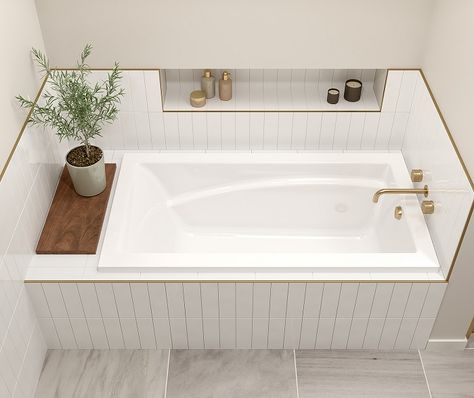 Drop In Tub Ideas, Bathroom Design Styles, Faucet Installation, Drop In Tub, Drop In Bathtub, White Tub, Corner Tub, Access Panel, Freestanding Tub Filler