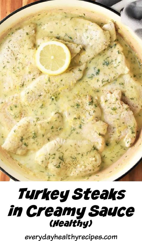 Turkey Steaks Recipes, Turkey Breast Cutlet Recipes, Sauce For Turkey, Turkey Steak Recipes, Turkey Steaks, Spinach Cream Sauce, Turkey Sauce, Turkey Roulade, Creamy Sauces