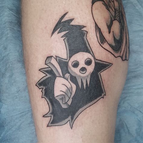 Soul Eater Tattoo Crona, Blackstar Tattoo Soul Eater, Soul Eater Sun And Moon Tattoo, Small Starter Tattoos, Sora Tattoo, One Piece Flash Tattoo, Soul Eater Moon Tattoo, Gen Z Tattoo, Soul Eater Nails