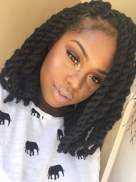 Medium length Marley/Havana twists. Lob (long bob) twists Marley twists Havana twists. Short Havana twist short Marley twist Havana Twist, Hairstyles Twist, Marley Hair, Cabello Afro Natural, Marley Twists, Long Box Braids, Twist Styles, Black Hairstyles, African Braids Hairstyles