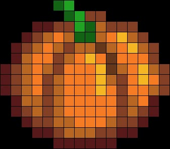 Stardew Valley Pumpkin Perler Bead Pattern / Bead Sprite Fall Pearler Beads Ideas, Stardew Crochet Pattern, Pixel Art Pattern Stardew Valley, Stardew Valley Grid Pattern, Stardew Alpha Pattern, Stardew Valley Crochet Tapestry, Kandi Pumpkin, Stardew Valley Kandi Pattern, Stardew Valley Crochet Pattern Free