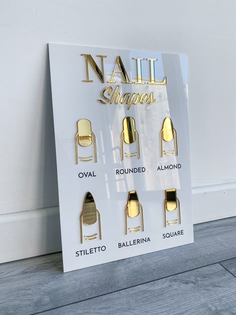 Nail Shape sign Sign | Acrylic Sign | Salon Sign | Aesthetics Sign | Nail Care | Nail Tech Nail Room Decor Ideas Black, Nail Tech Signs, Upscale Nail Salon, Nail Bar Aesthetic, Aesthetic Nail Room, Nail Room Aesthetic, Black And White Nail Salon, Black Nail Room, Salon Nails Ideas