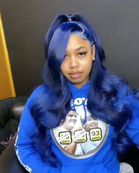 April Lace Wigs on Instagram: “Rate for this color 0-10 #hairinspo #laccewig #highponytail #hairrepost #lacegoal” Dark Blue Frontal Wig Install, Dark Blue Frontal Wig, Dark Blue Wig Install, Blue Wig Install, Dark Blue Wig, Blue Lace Front Wig, Wig Installs, Frontal Wig Body Wave, 13x4 Lace Front Wig