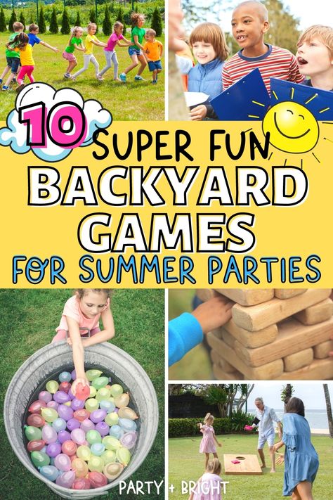 Diy Outdoor Birthday Party Games, Fun Backyard Birthday Party Ideas, Outdoor Games For Birthday Party, Backyard Water Birthday Party For Kids, Kid Birthday Party Games Outdoor, Fun Outdoor Birthday Party Games, Kids Backyard Party Games, Kids Backyard Birthday Party Ideas, Outdoor Kids Games Party