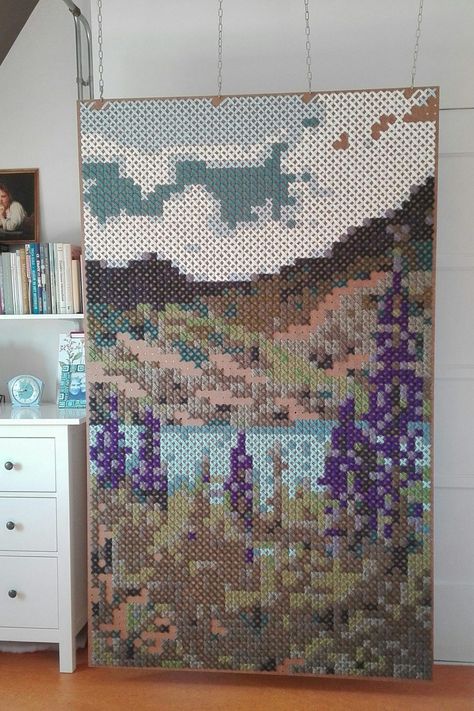 Giant Cross Stitch, Cross Stitch Mural Wall Art, Cross Stitch Wall Art, Giant Cross Stitch Wall Art, Peg Board Cross Stitch, Pegboard Cross Stitch, Pegboard Cross Stitch Wall Art, Famous Art Cross Stitch, Cross Stitch Love