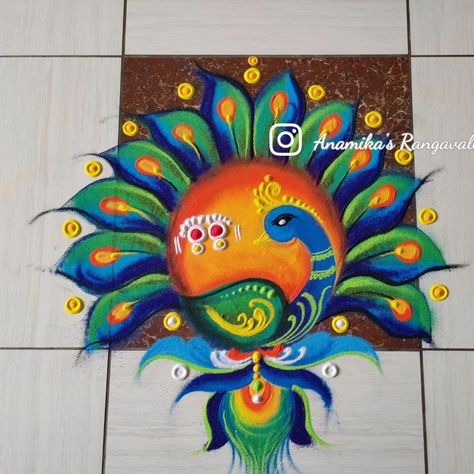 A splash of color and devotion: peacock Rangoli and Side Entrance Decoration for Maa no Satsang/Anand No Garba🔱🪔✨🦚 #ColorfulArt #SpiritualJourney #MaaDurgaBlessings #peacockpatterns #Maanosatsang Diwali Painting, Poster Rangoli, Very Easy Rangoli Designs, Entrance Decoration, Side Entrance, Peacock Rangoli, Rangoli Designs Photos, Rangoli Designs Simple Diwali, Easy Rangoli Designs Diwali